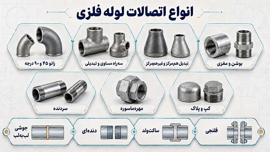 انواع اتصالات لوله فلزی